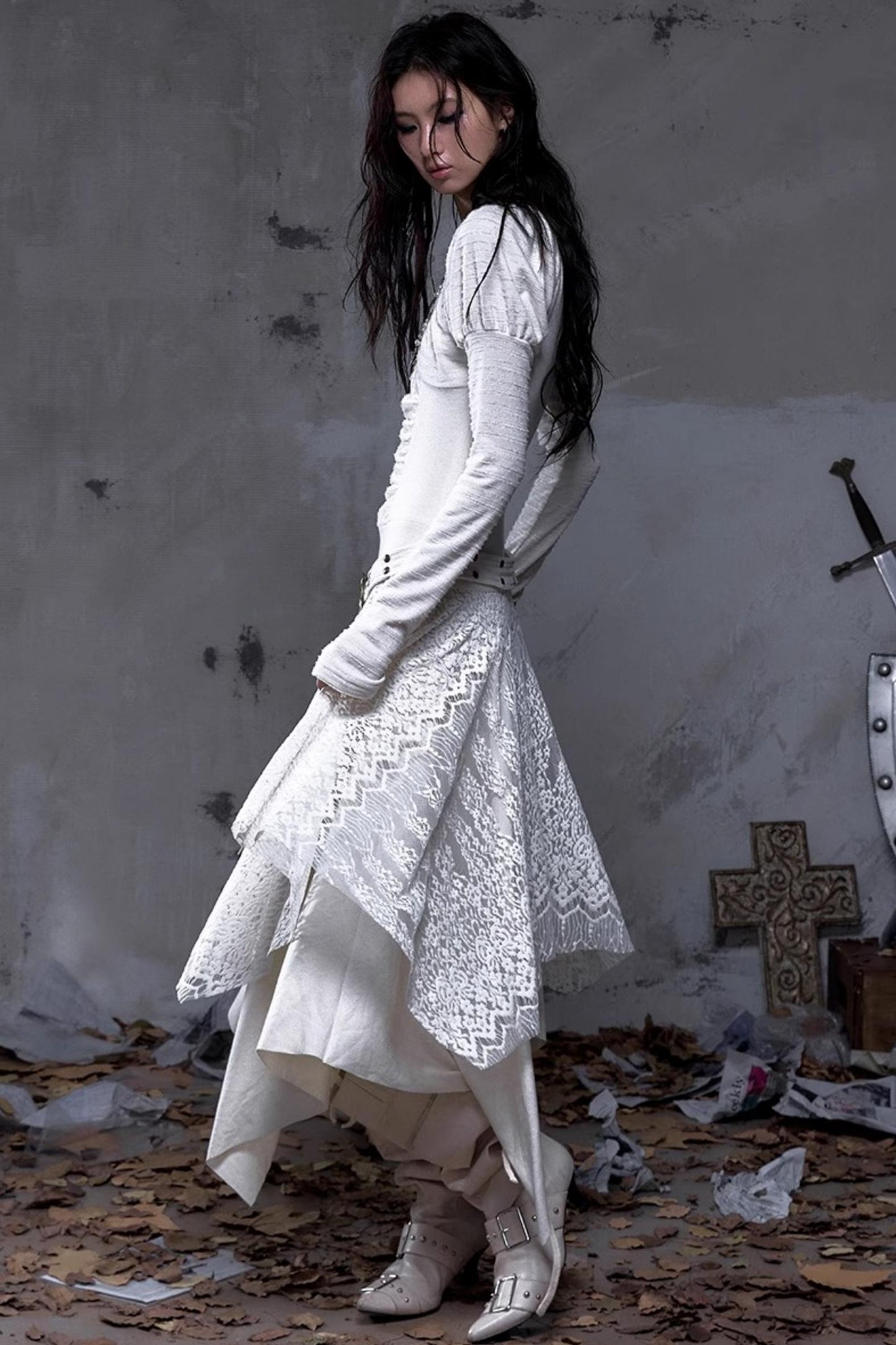 Court Dream Puff Sleeve Lace Maxi Dress