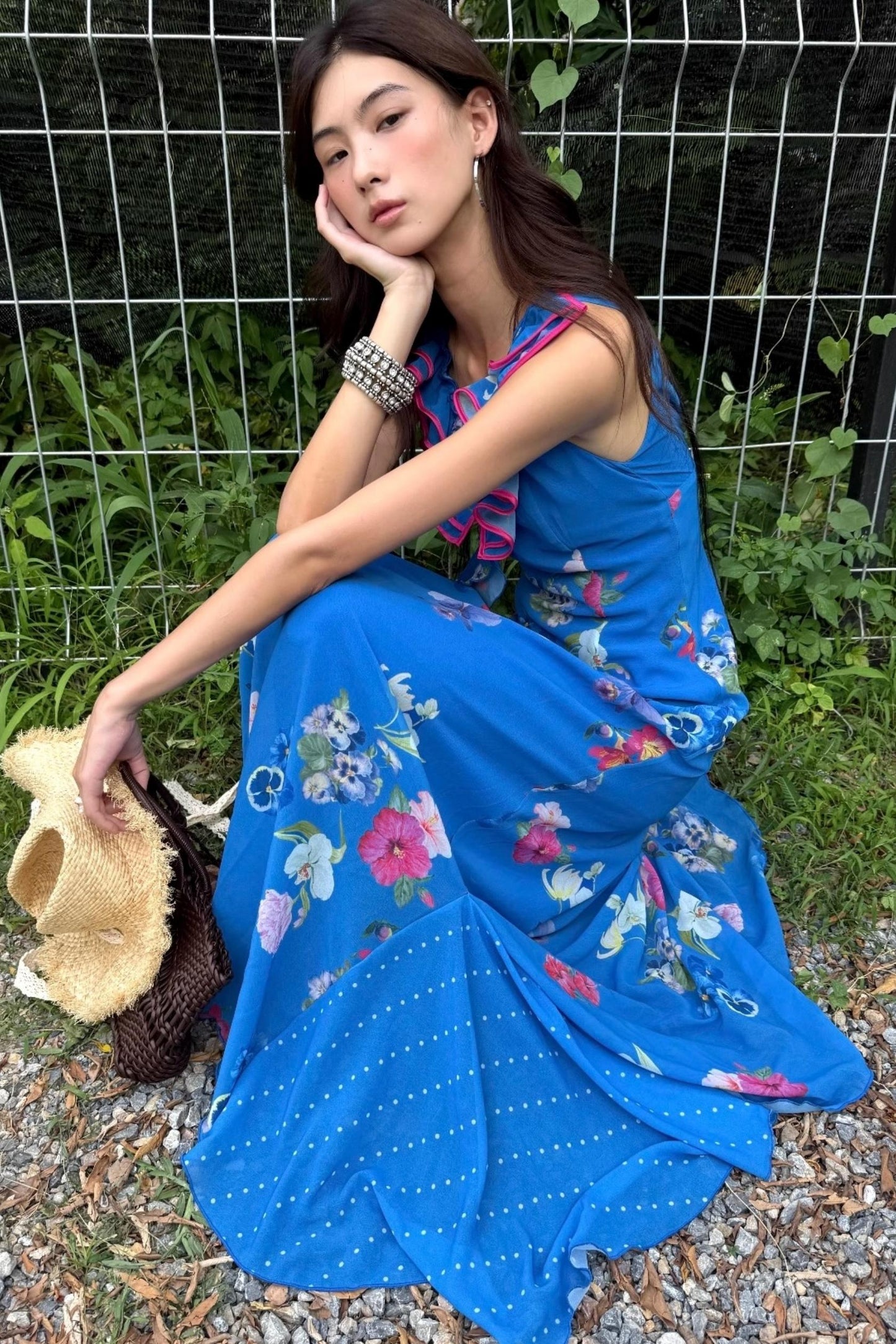 Tropical Fishtail Maxi Dress