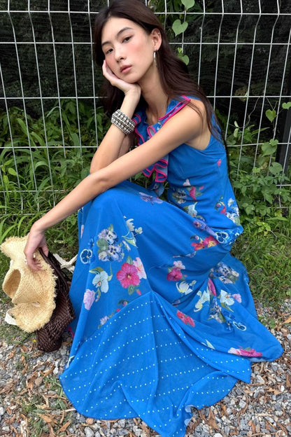 Tropical Fishtail Maxi Dress