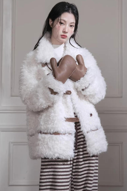 Velvet Curly Fur Coat Set