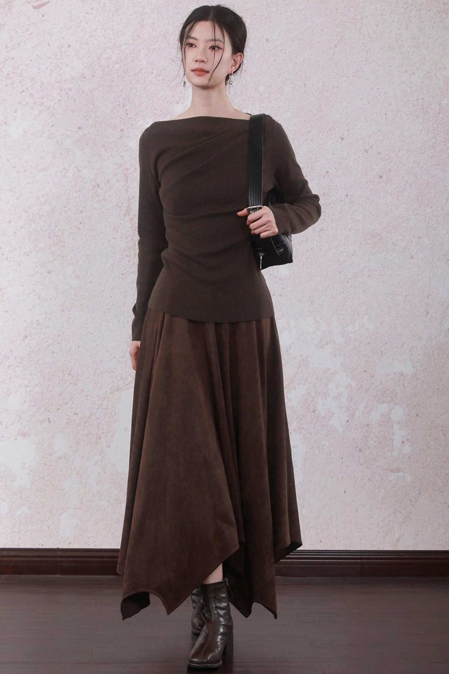Tea Brown Pleated Sweater