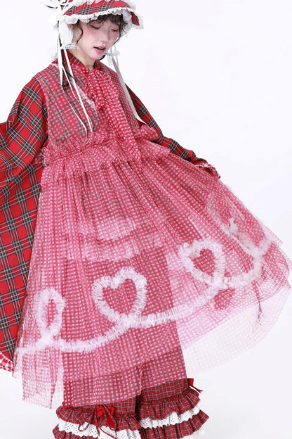 Retro Plaid Mesh Dress