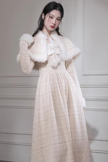Vanilla Samt Tweed Kleid Set