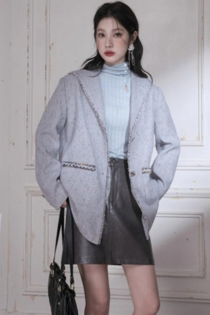 Silhouette Wool Tweed Short Coat