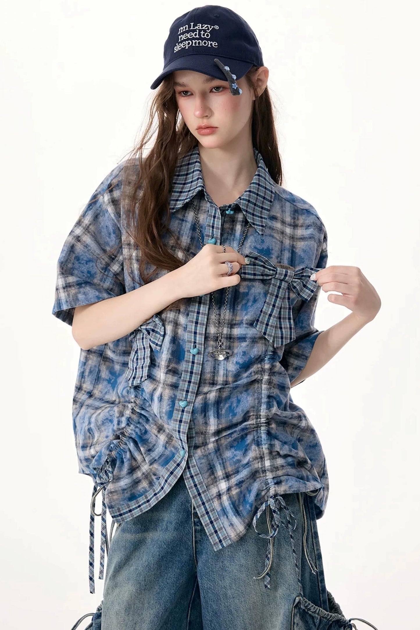 Blue Plaid Short Sleeve Shirt