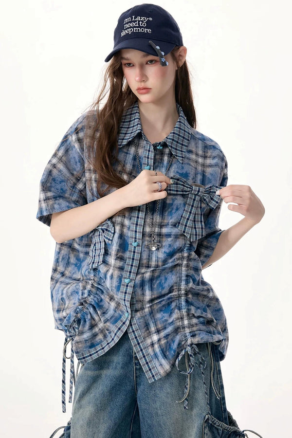 Blue Plaid Short Sleeve Shirt
