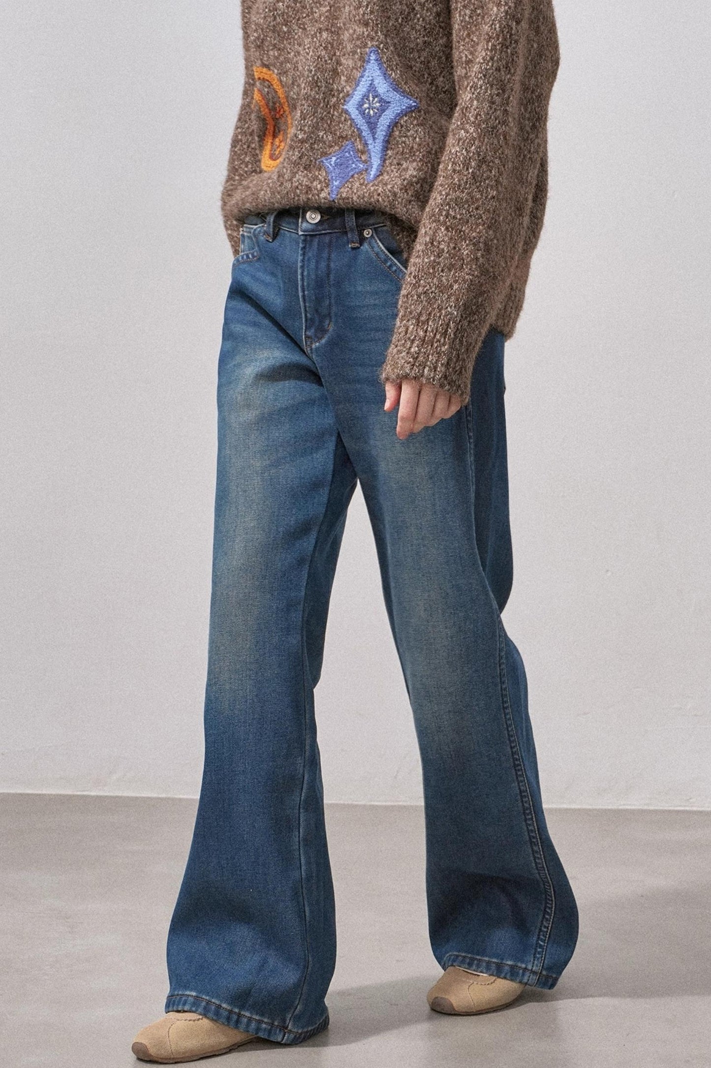 Fleece-Lined Straight-Leg Jeans