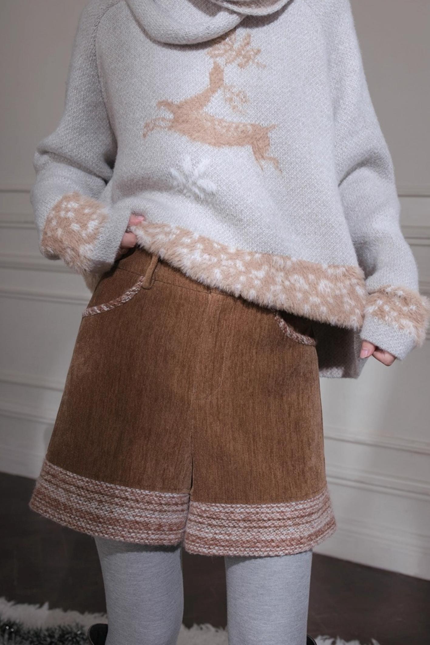 Red Sand Corduroy Wool Shorts