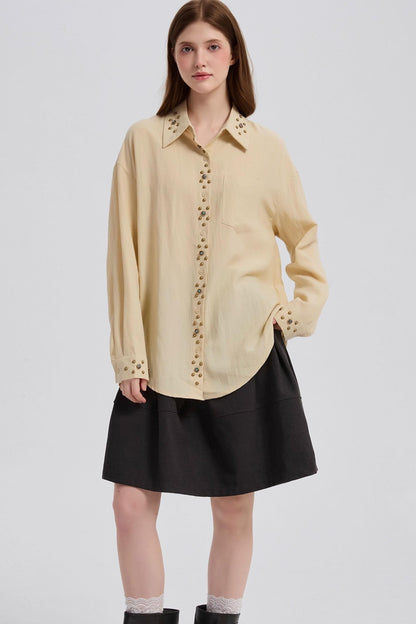 Vintage Gray Woolen High-Waisted Double Pocket Skirt