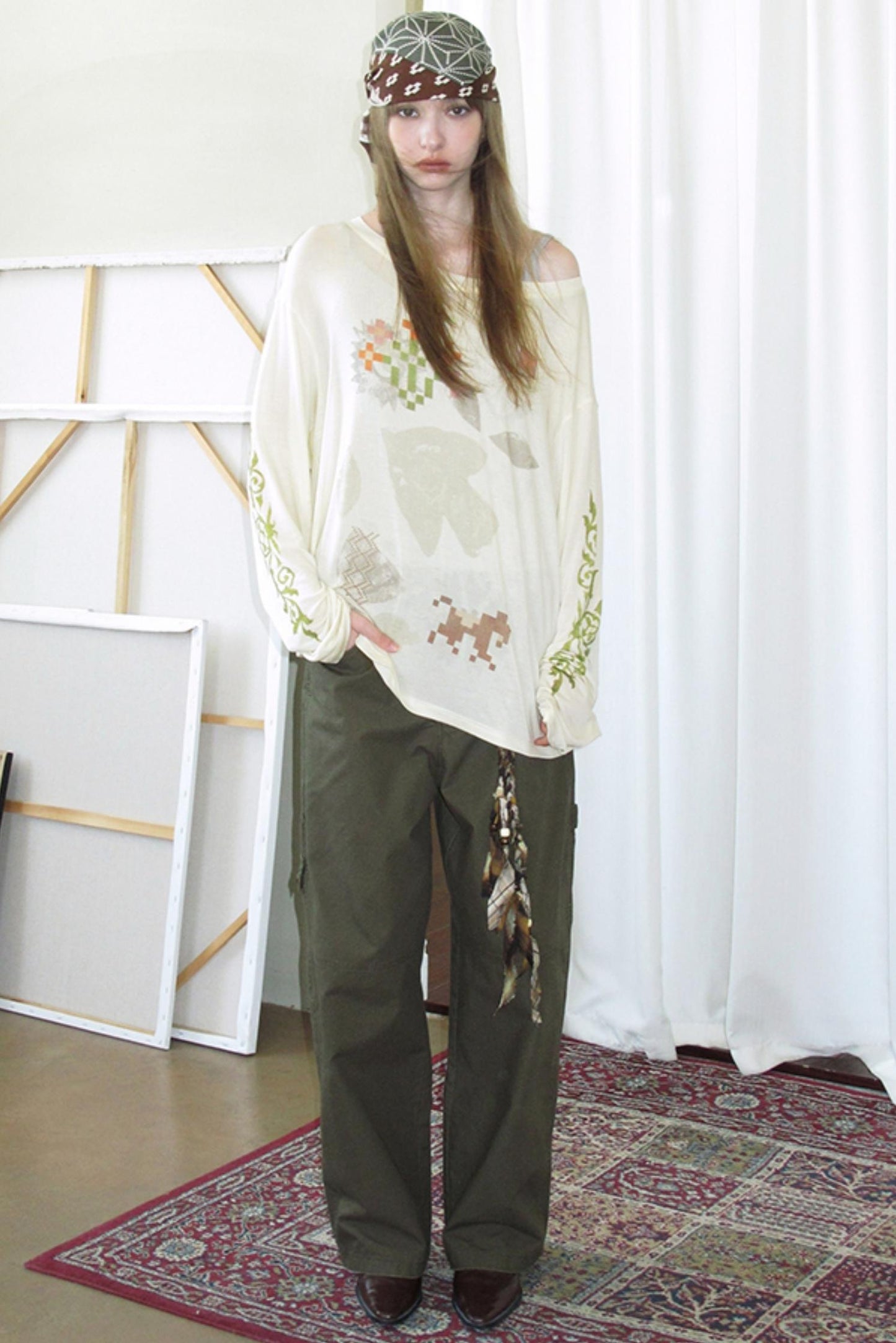 Vintage Mosaic Slanted Shoulder T-Shirt