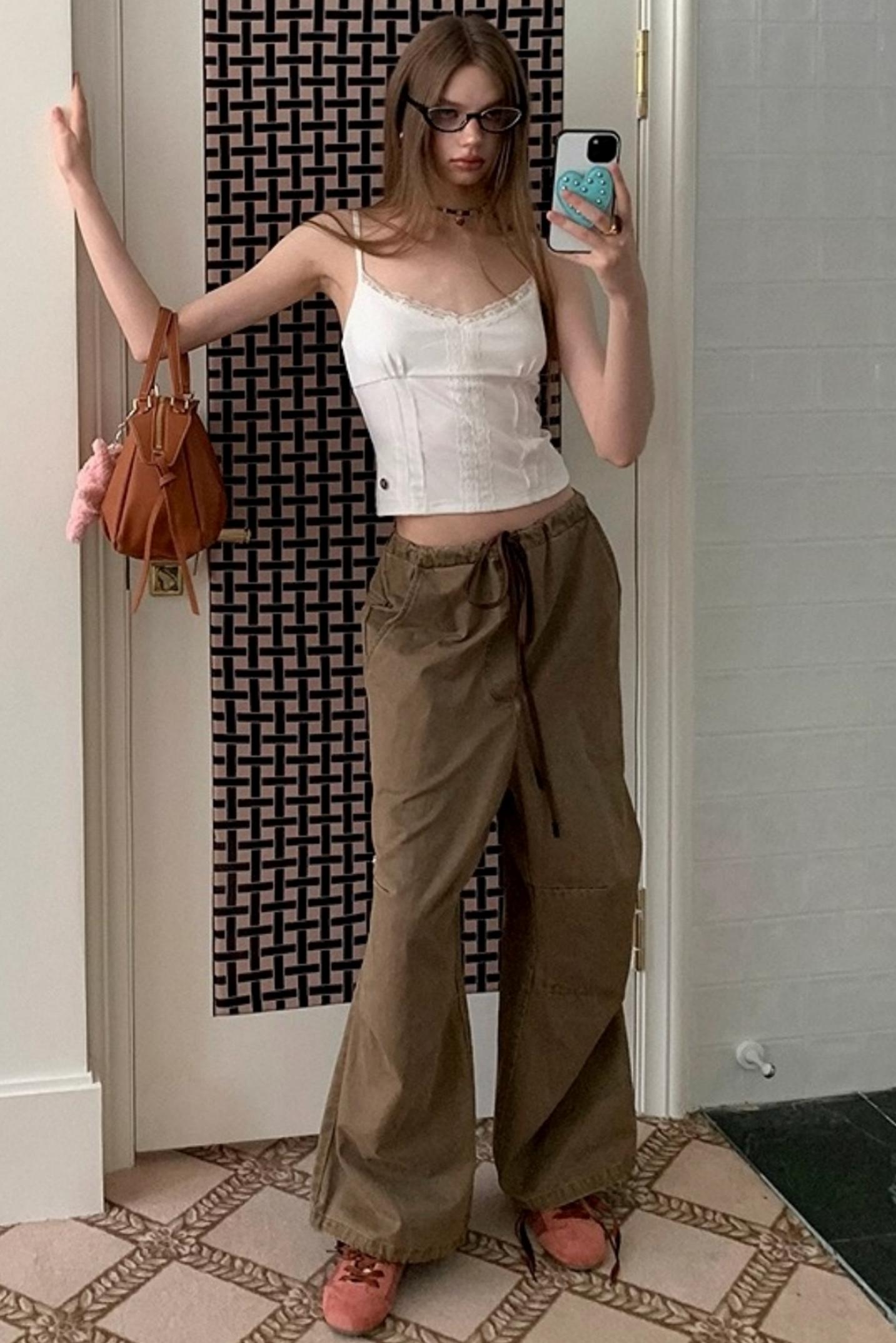 Drawstring Straight Leg Casual Pants