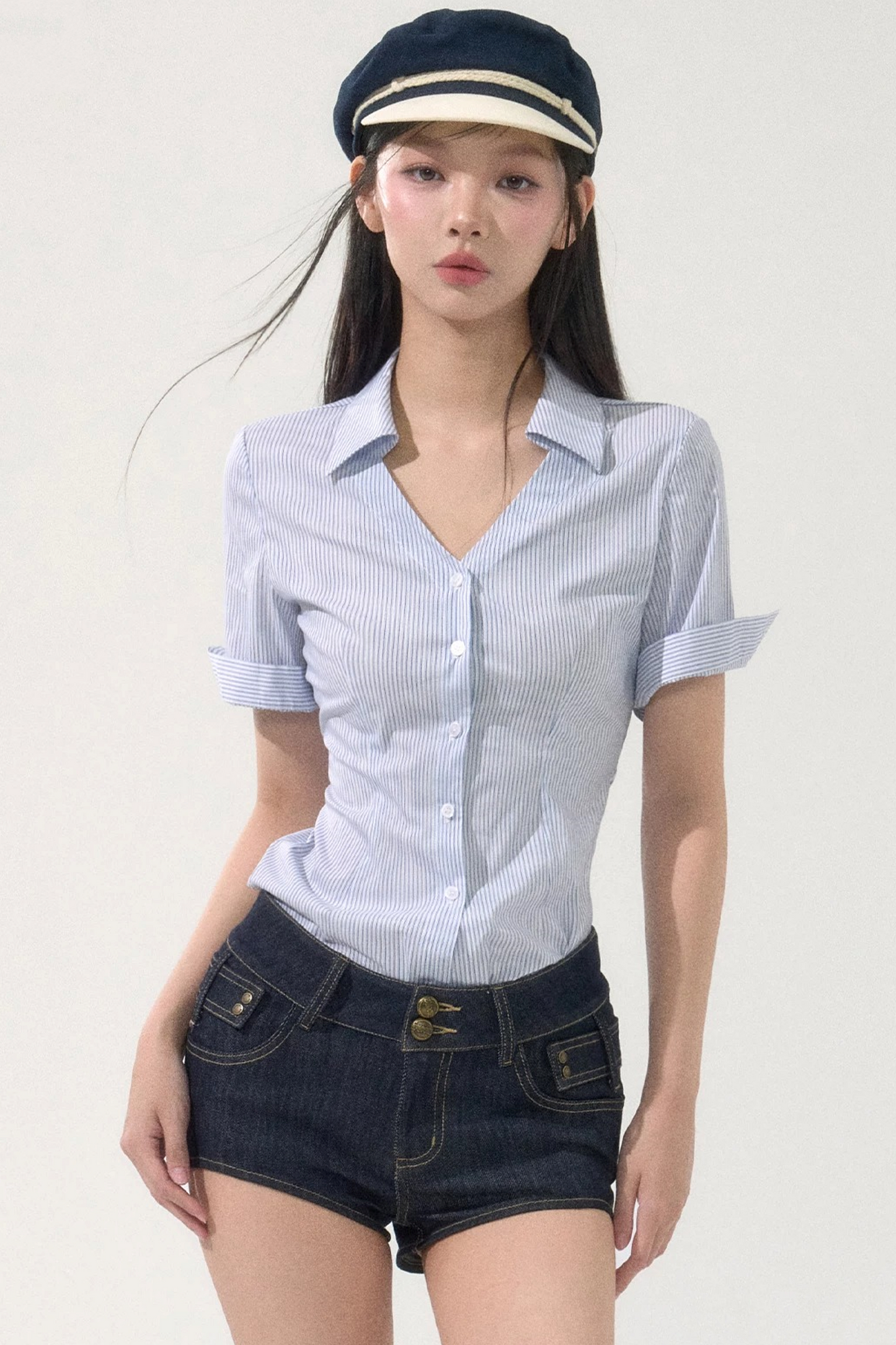 Summer Striped Slim Blouse