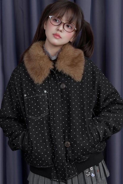 Fighting Spirit Detachable Fur Collar Jacket