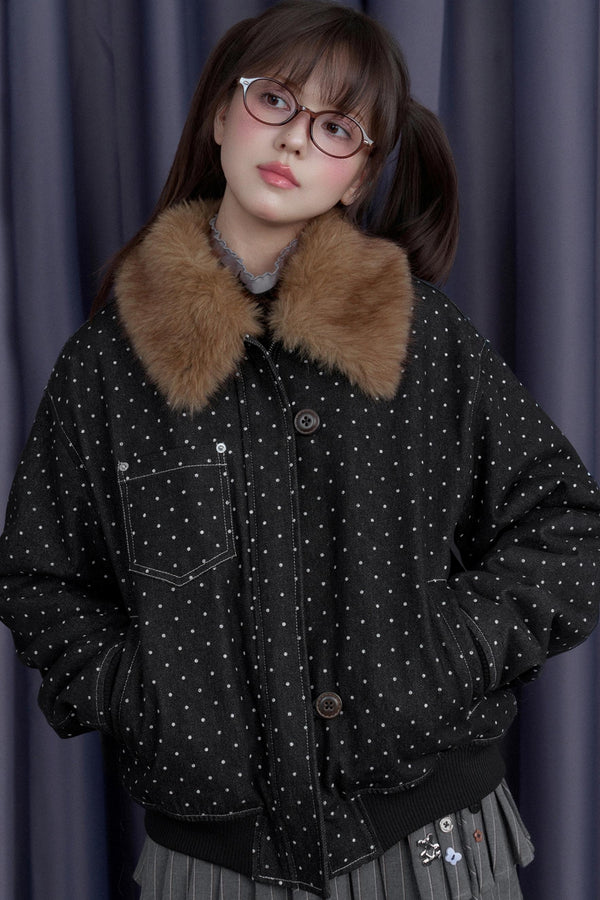 Fighting Spirit Detachable Fur Collar Jacket