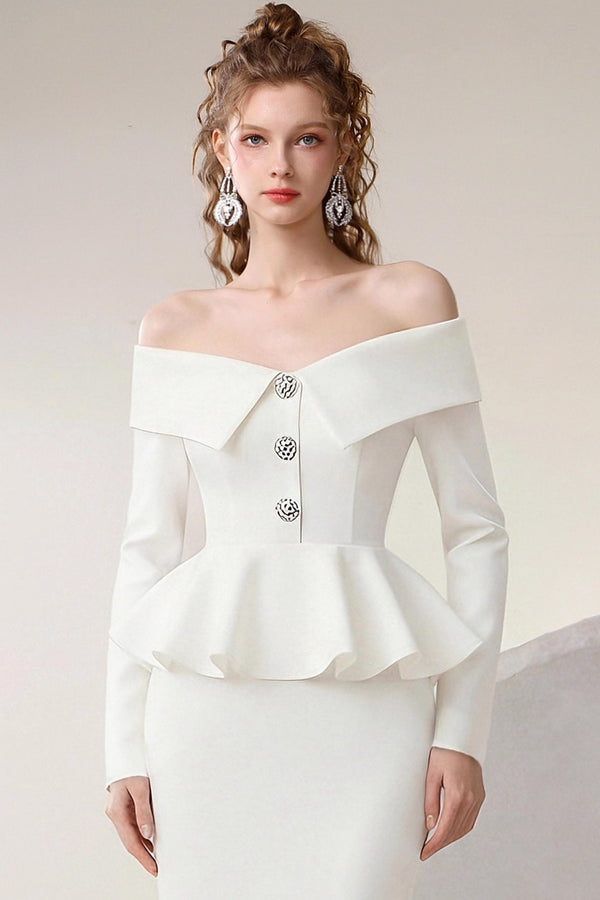 Clouds Diamond One-Shoulder Mermaid Top Skirt set-Up