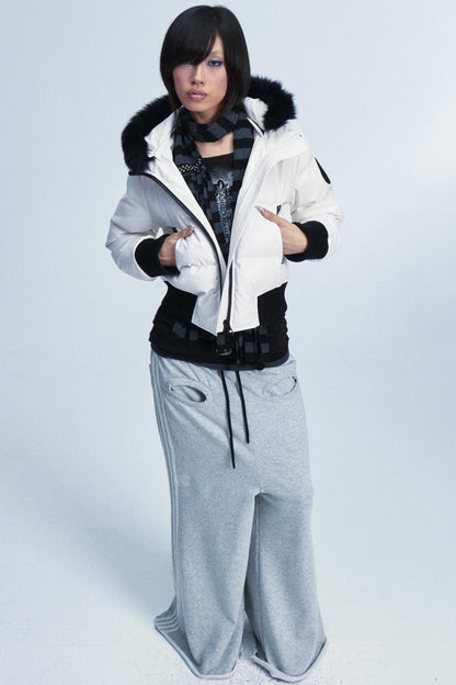 Unisex Leather Fur Collar Jacket