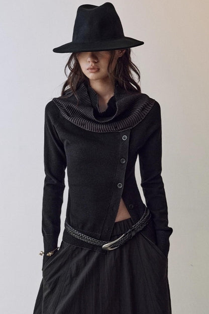 Slim One-Shoulder Knitted Sweater