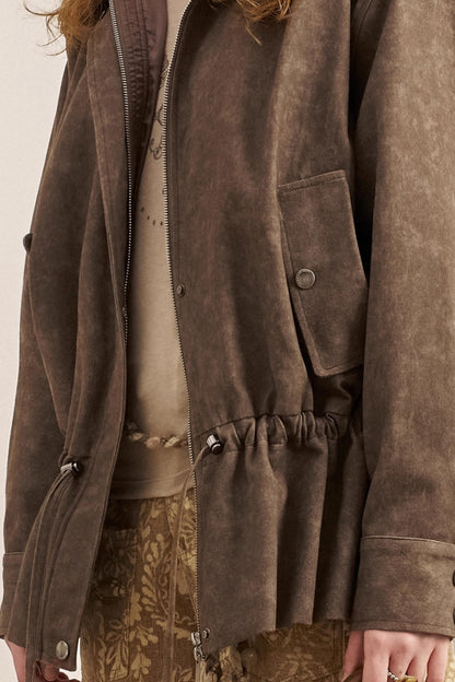 Drawstring Pleats Waist Jacket