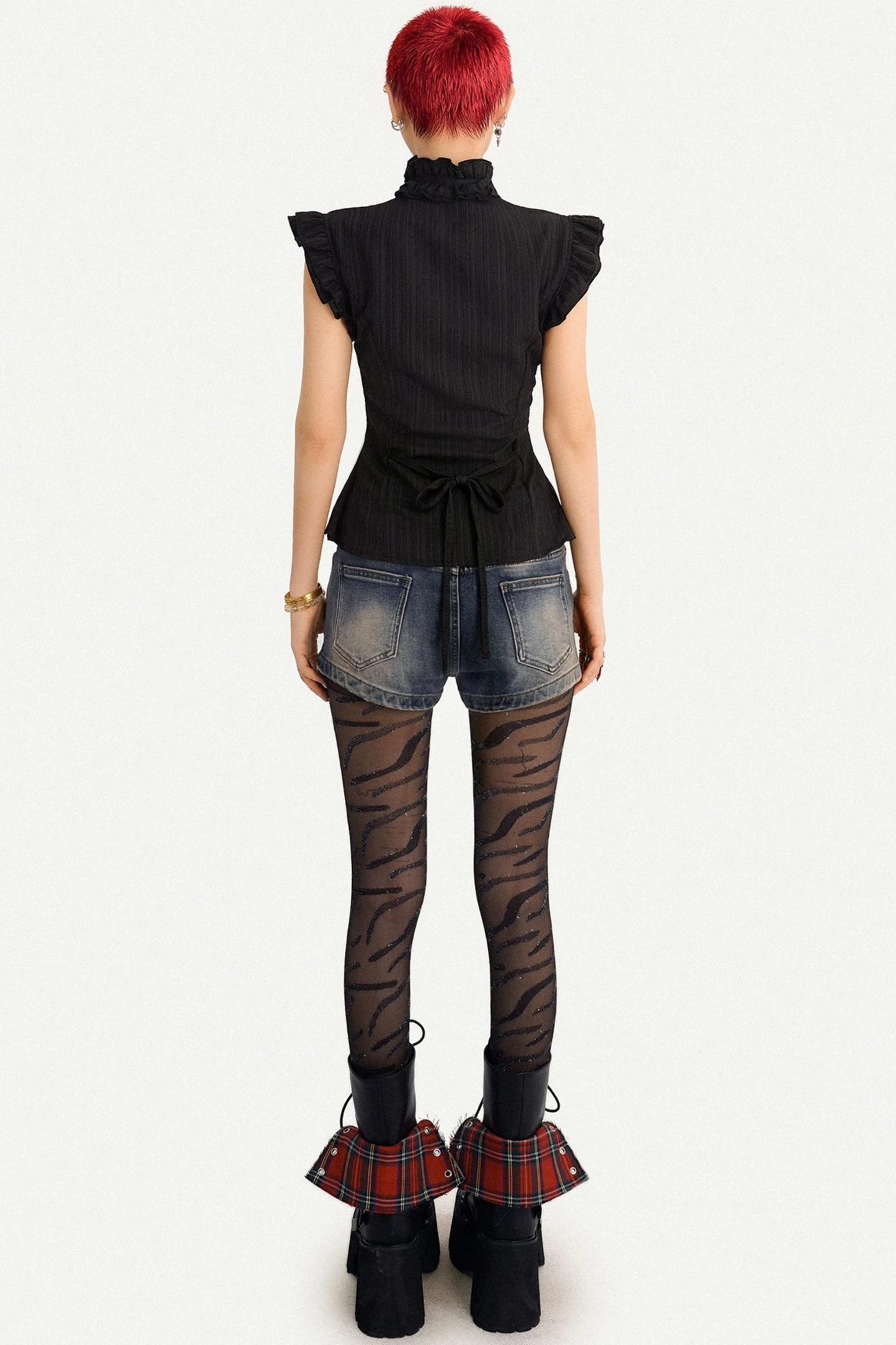Gothic Black Ruffled Blouse