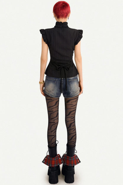 Gothic Black Ruffled Blouse