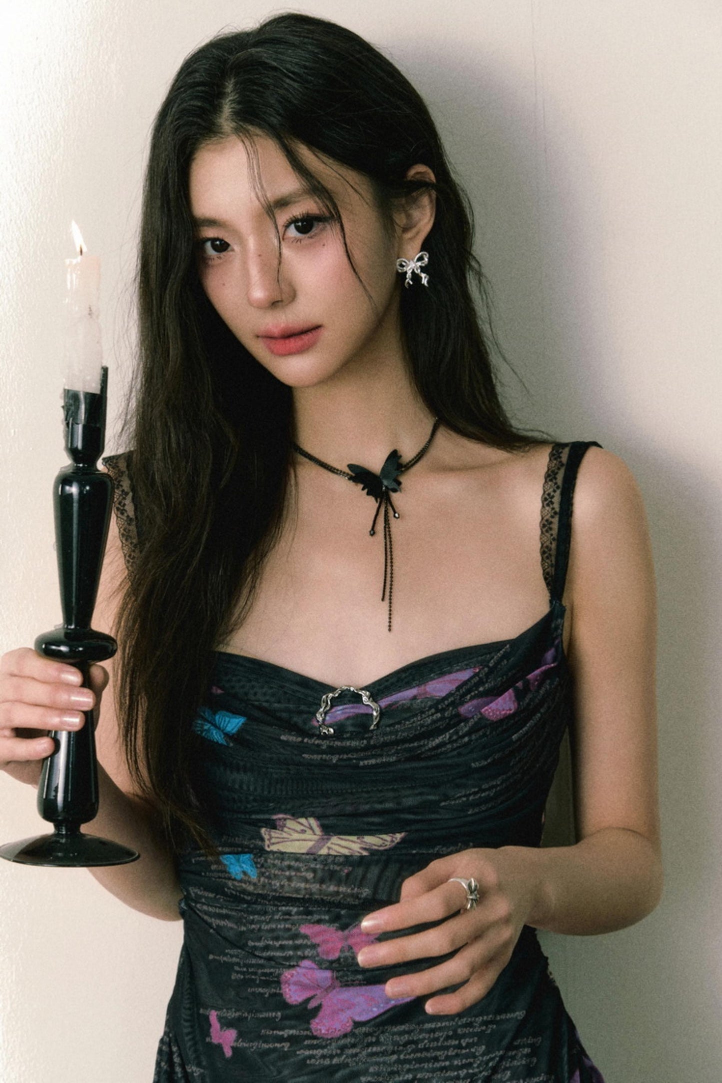 Butterfly Print Halter Dress