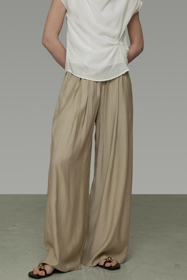 Flowing Pleated Wide-Leg Trousers