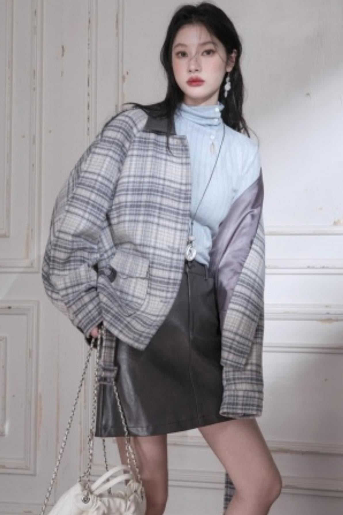 Snow Plaid Wool Tweed Jacket Set-Up
