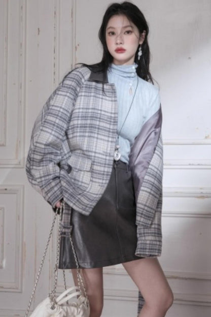 Snow Plaid Wool Tweed Jacket Set-Up