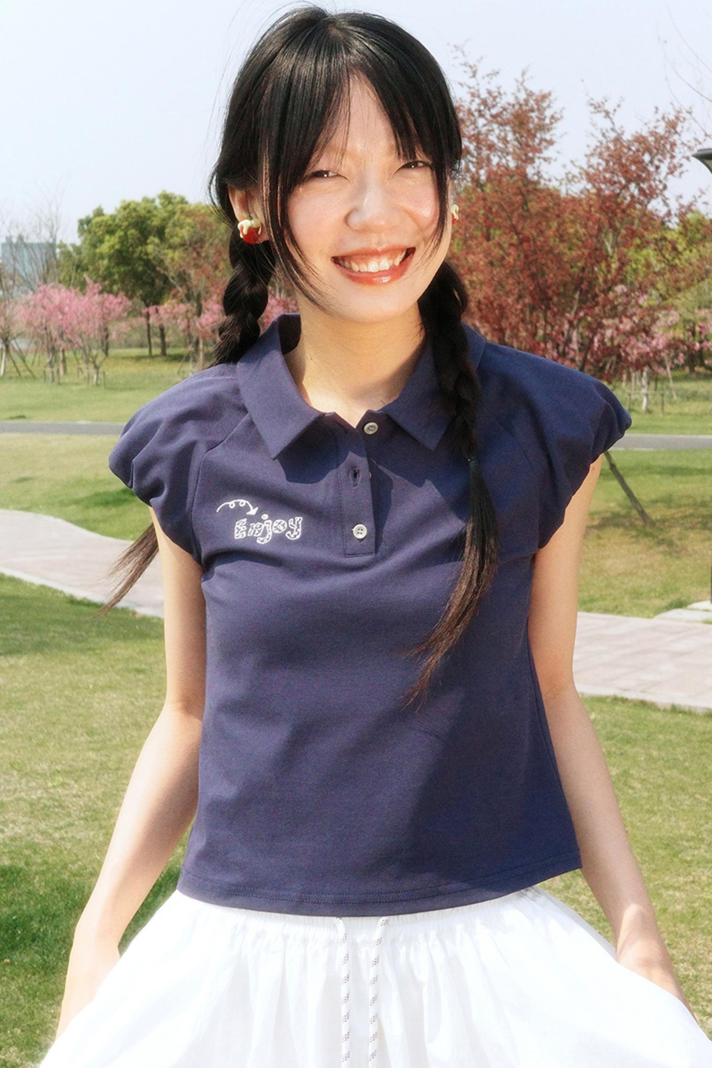Embroidered Polka Dot Polo Tee