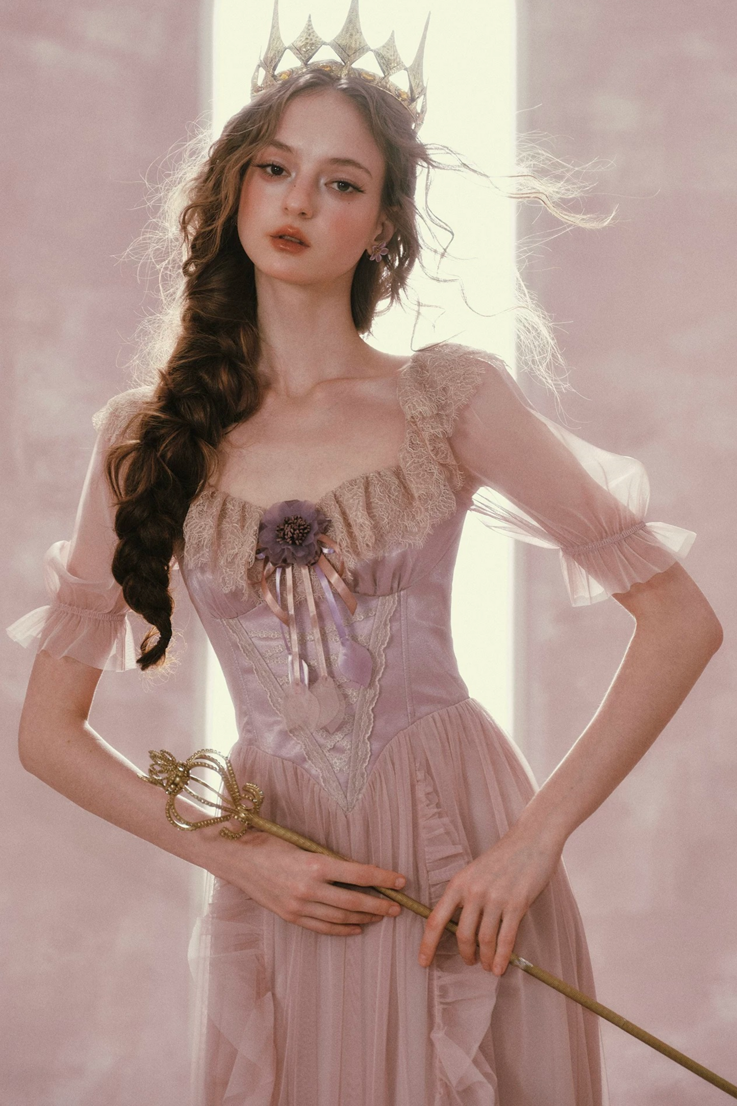 Purple Victorian Corset Mesh Dress