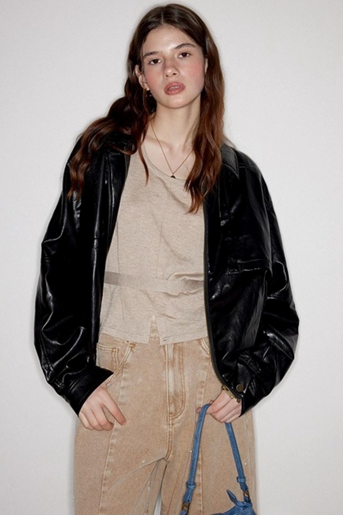 Casual Silhouette Biker Style Jacket