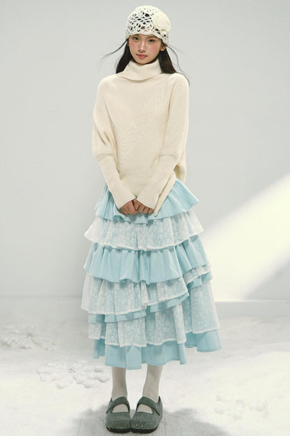 Asymmetrical Hem Bat Sleeve Cape Top