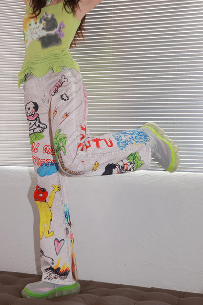 White Summer Denim Trousers