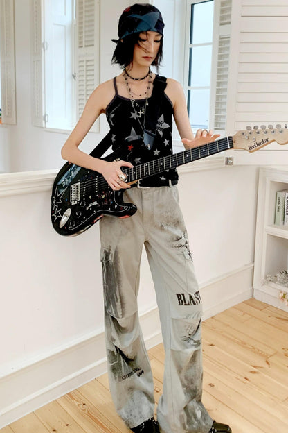 Distressed Patchwork Flared Pants
