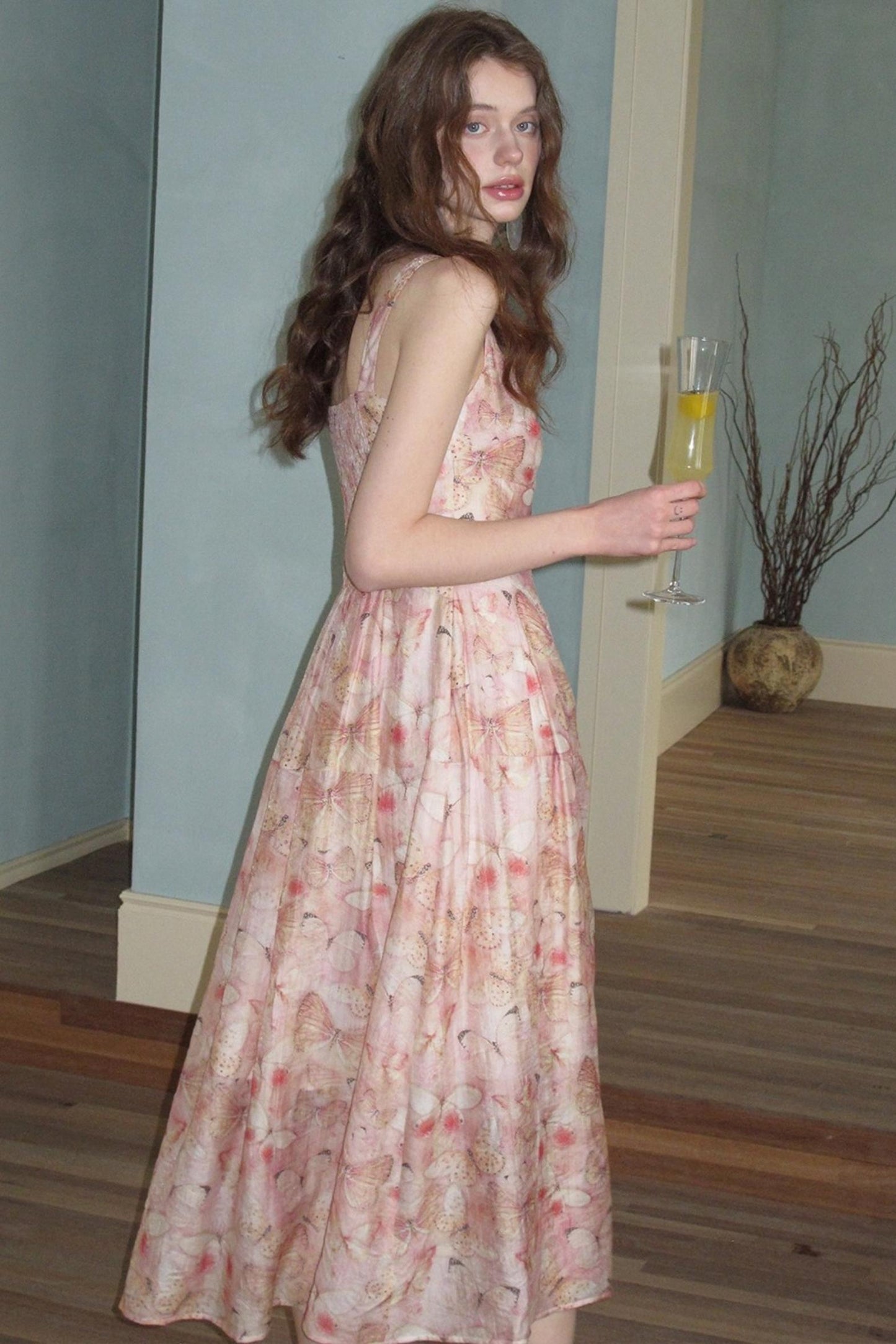 Slim Butterfly Sheer French Dress