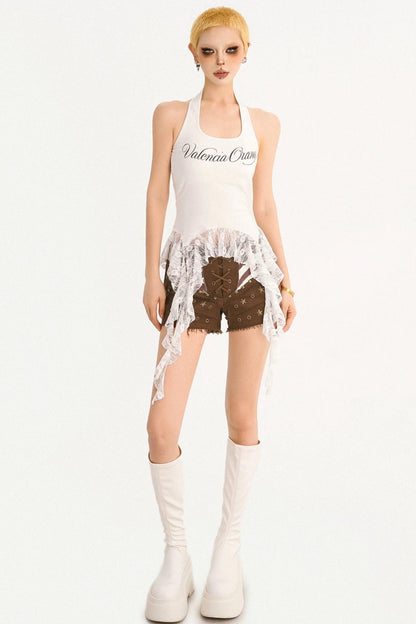 Letter Print Halter Top