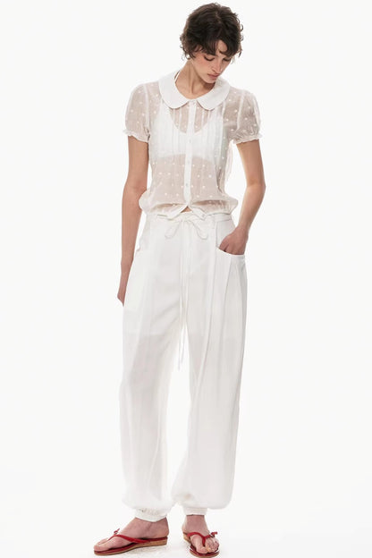 Lyocell Jacquard Doll Collar Blouse