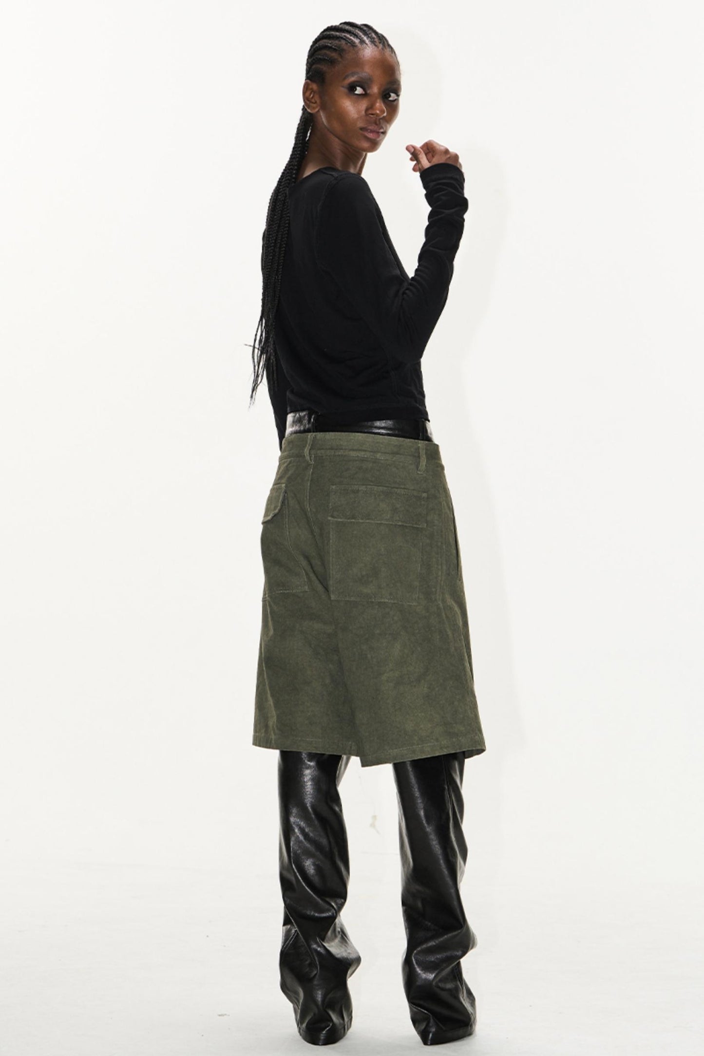 Patchwork Leather Shorts