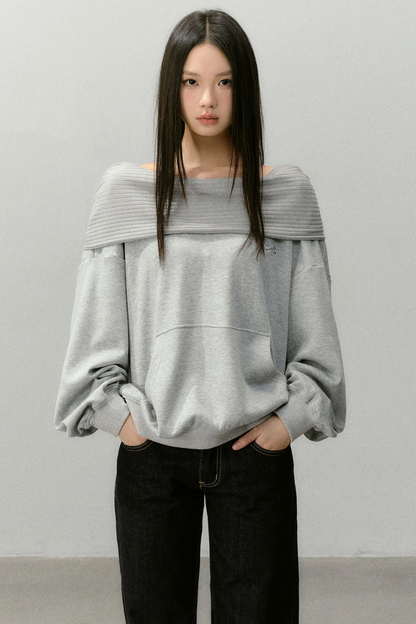 비대칭 후드 스웨터