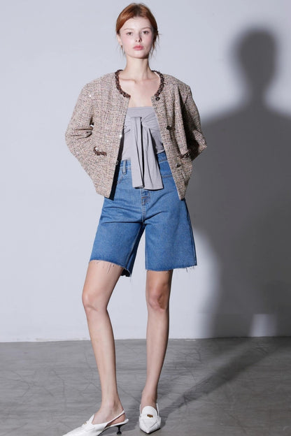 Autumn High-Waisted Denim Shorts