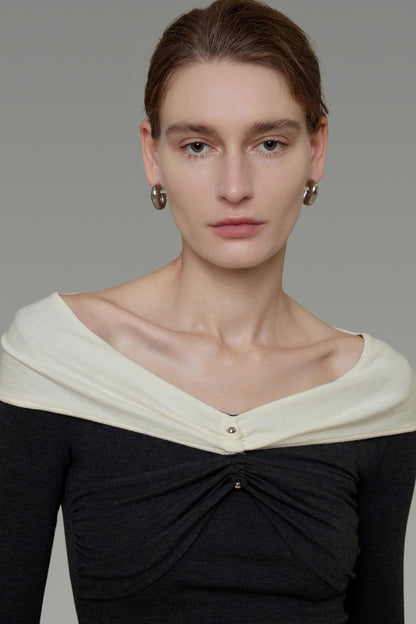 Elegant Collar Knitwear Top