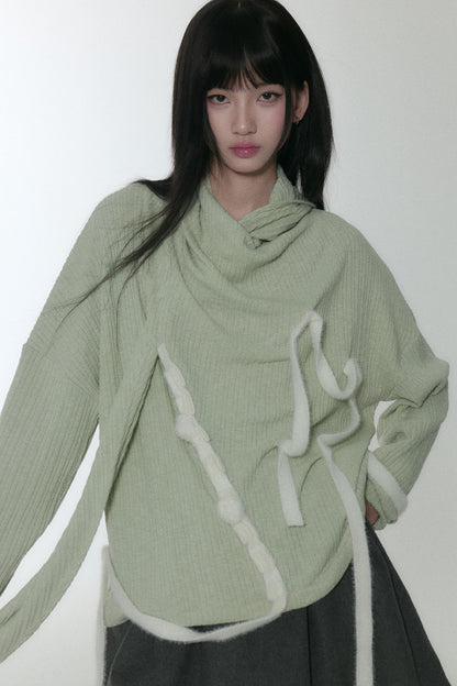 Green Velvet Stripe Sweater