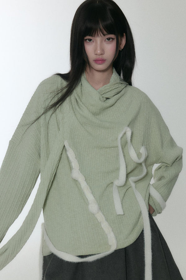 Green Velvet Stripe Sweater