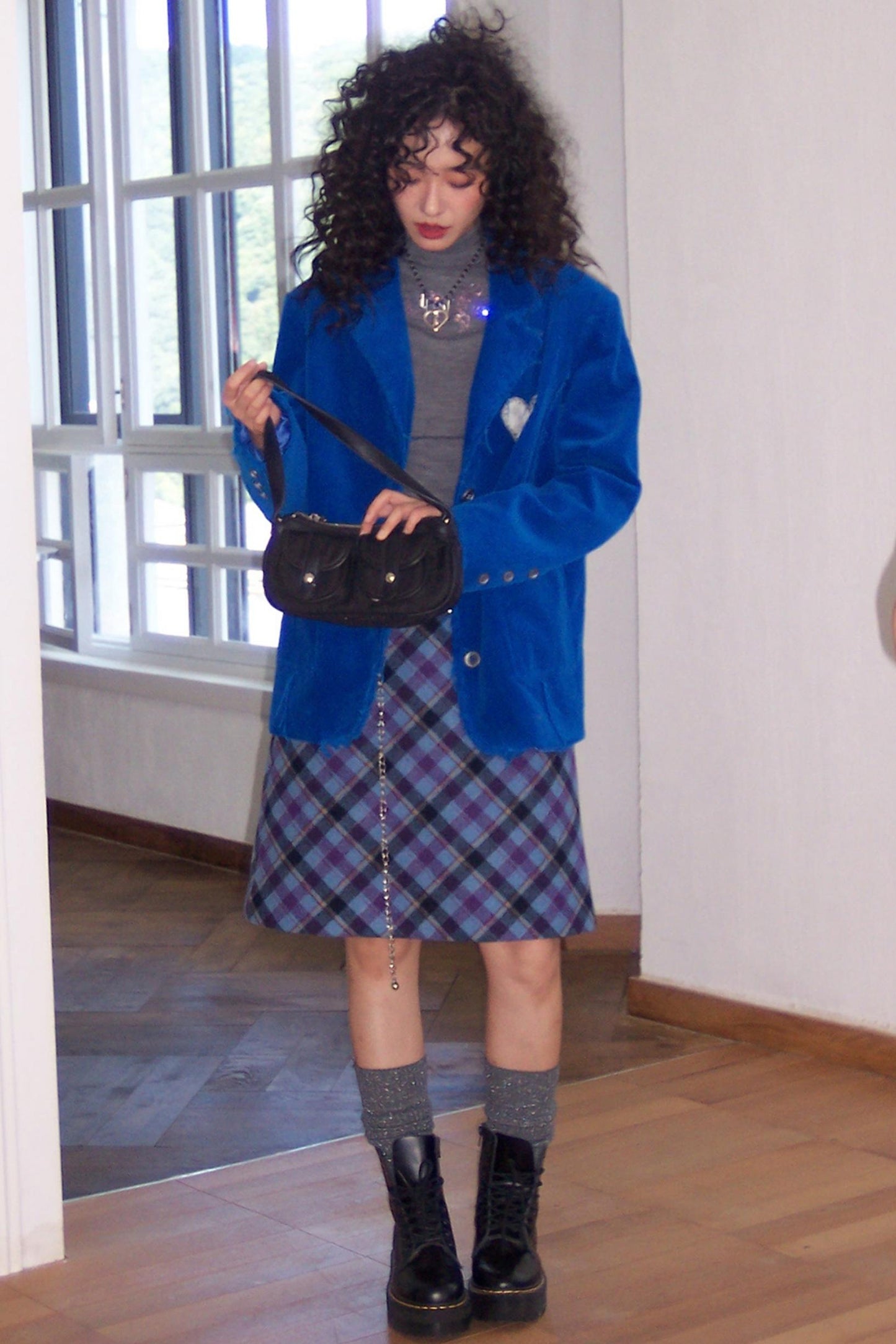 Night Wool Tweed A-Line Skirt