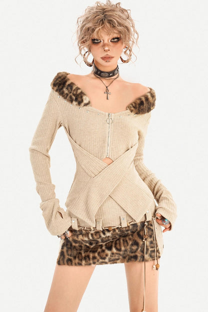 Retro Leopard Print A-Line Skirt