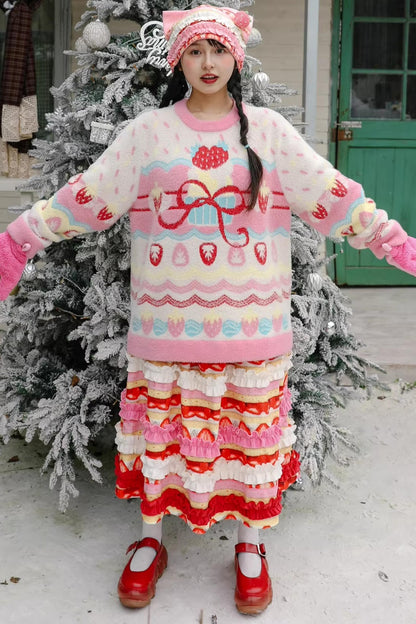 딸기 디저트 고양이 귀 모자