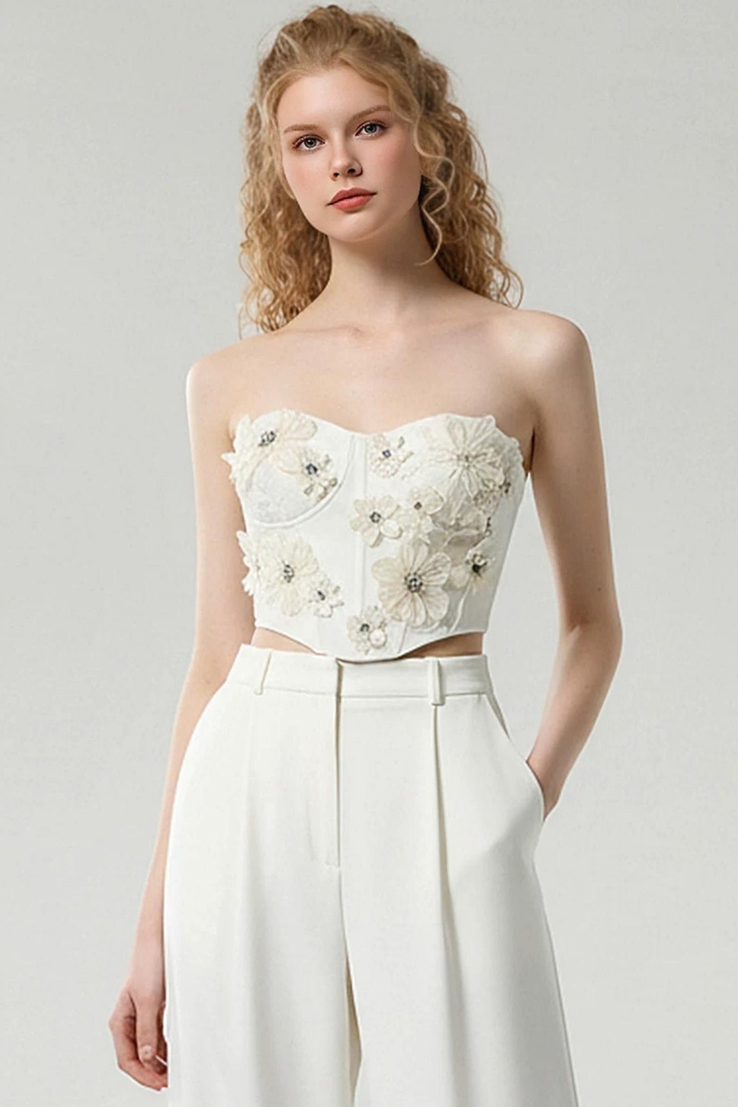 Floral V-Neck Top and Pants Set-Up