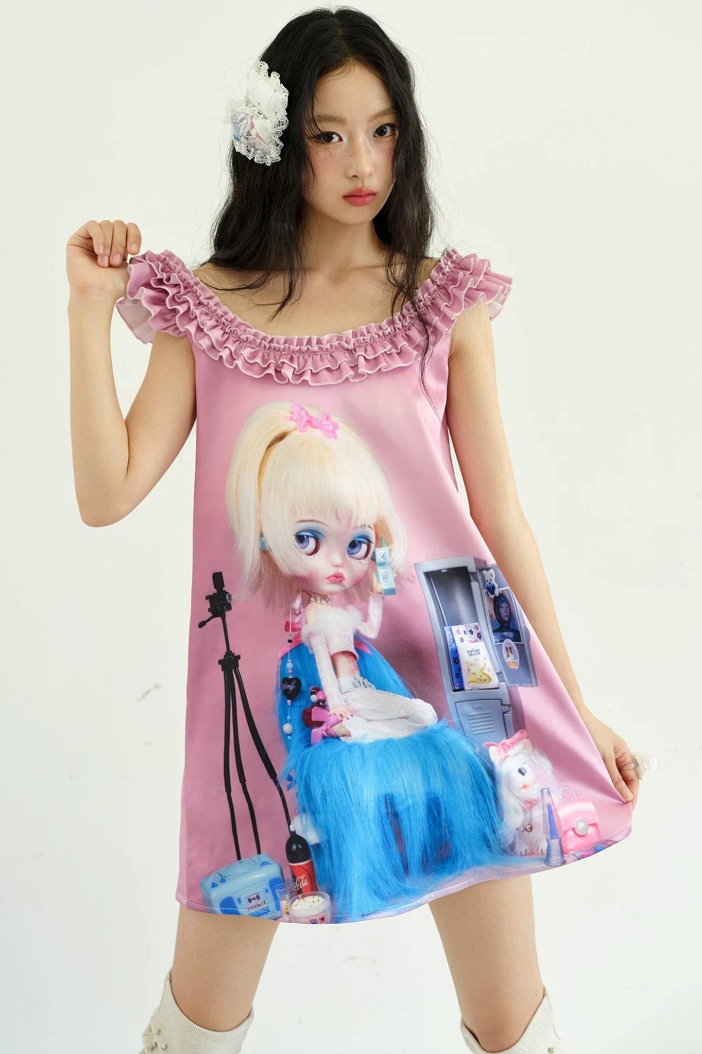 Pinkes Rüschen-Puppenkleid