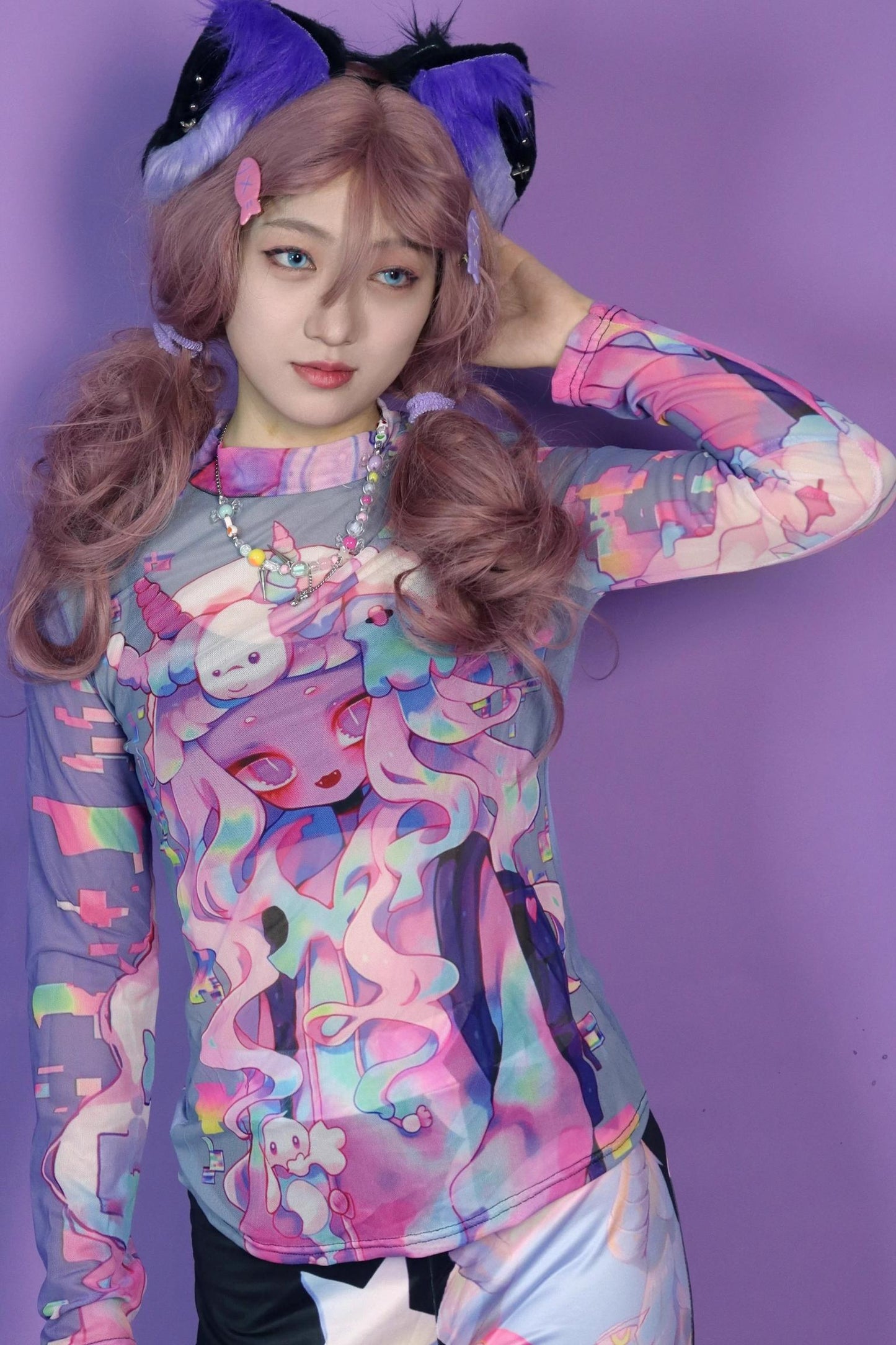 Sweet Spicy Long-Sleeved Mesh T-Shirt