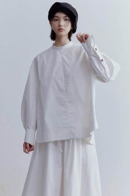 Silhouette Sleeves Cotton Shirt